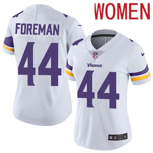 Women Minnesota Vikings 44 Chuck Foreman Nike White Vapor Limited NFL Jersey